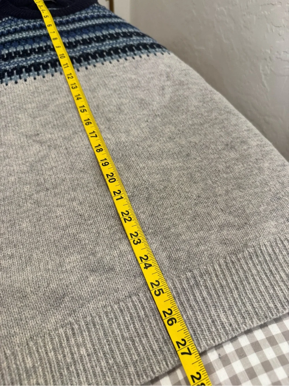 J.Crew Men’s 100% Lambswool Fair Isle Sweater Gray Blue Size L